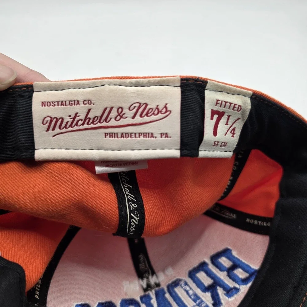 Mitchell & Ness Denver Broncos Fitted Hat 7 1/4 Wool Throwback NFL Cap Orange...